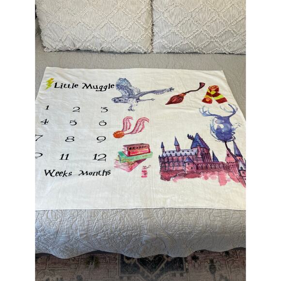 Little Muggle Wizard Themed Baby Milestone Photo Pictures Blanket Day Week Month - Picture 1 of 5